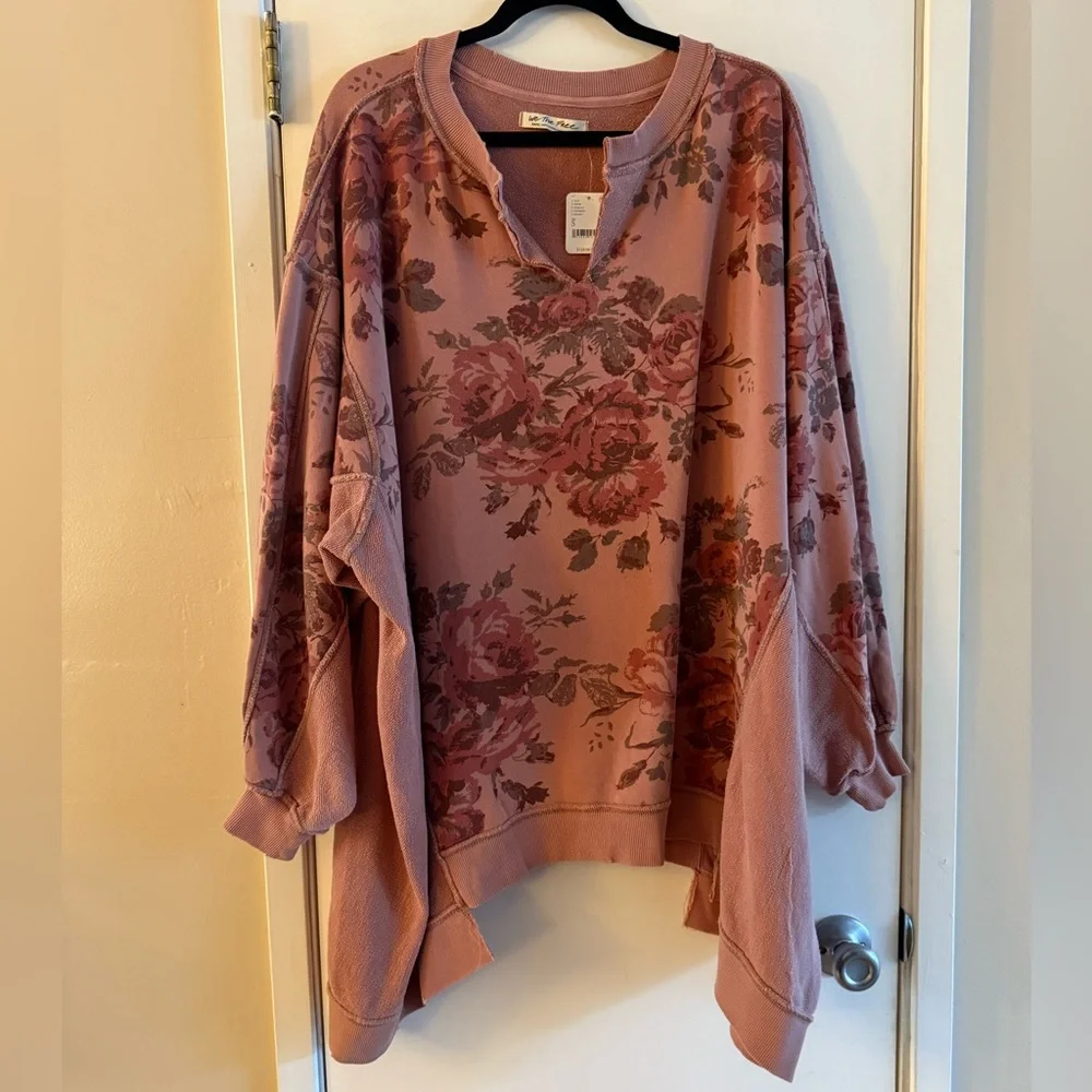 Free People We The Free With The Band Cabbage Rose Sweatshirt - Picture 2 of 6